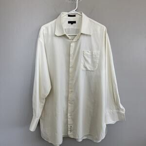 John W Nordstrom Button Down Shirt Mens 18x34 Ivory Long Sleeve Egyptian Cotton